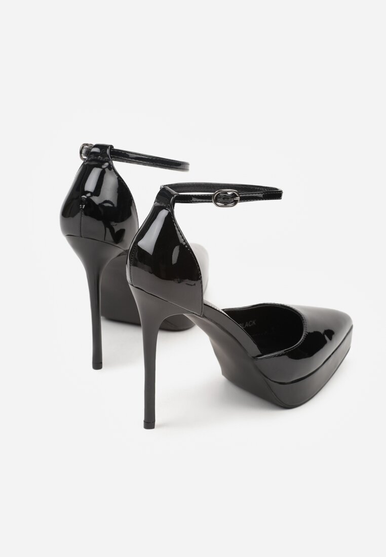 mulanka Pantofi stiletto Negri Lăcuiți cu platformă Eleffera