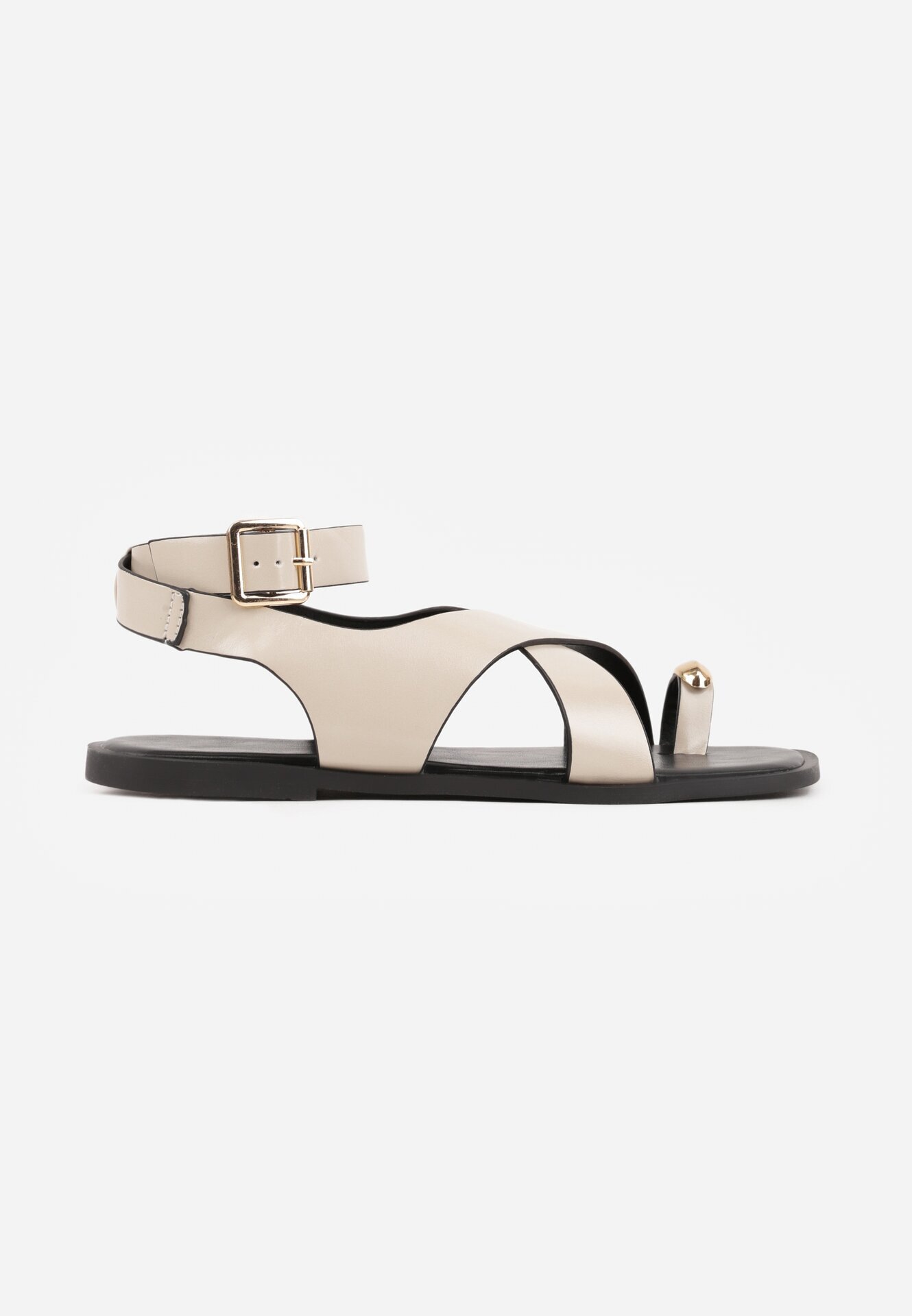 mulanka Sandale bej tip papuci cu ornament metalic Meledra