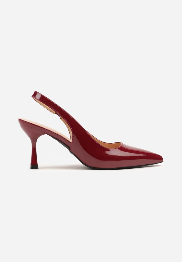 mulanka Sandale stiletto lăcuiți cu vârf ascuțit și călcâi decupat Tadeonia Maro Bordo