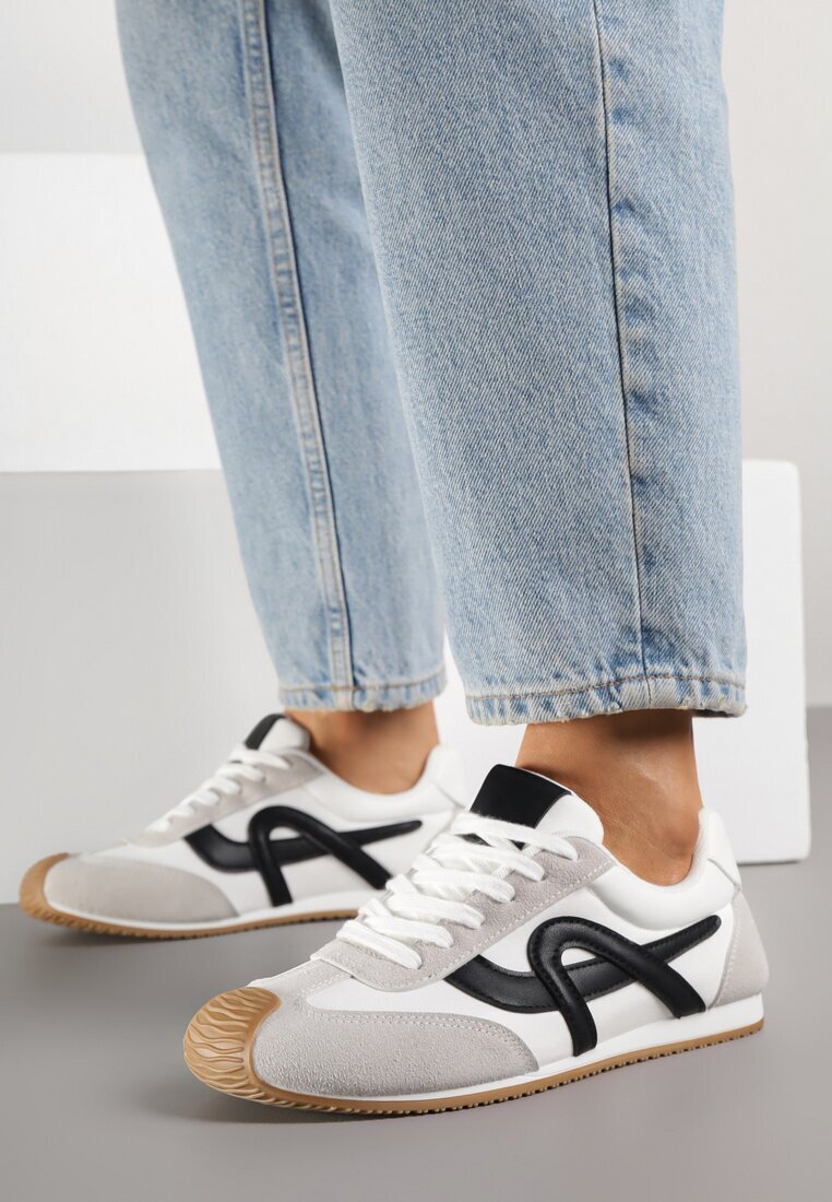 mulanka Sneakers albi decorate cu motiv geometric Ardetia