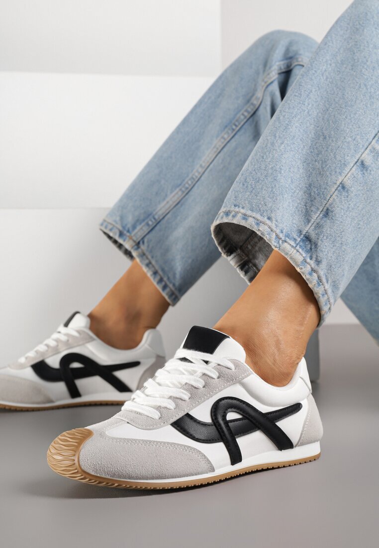 mulanka Sneakers albi decorate cu motiv geometric Ardetia