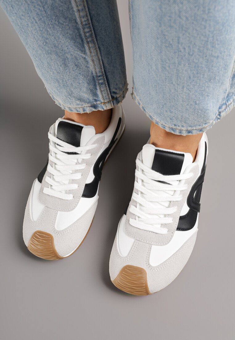 mulanka Sneakers albi decorate cu motiv geometric Ardetia
