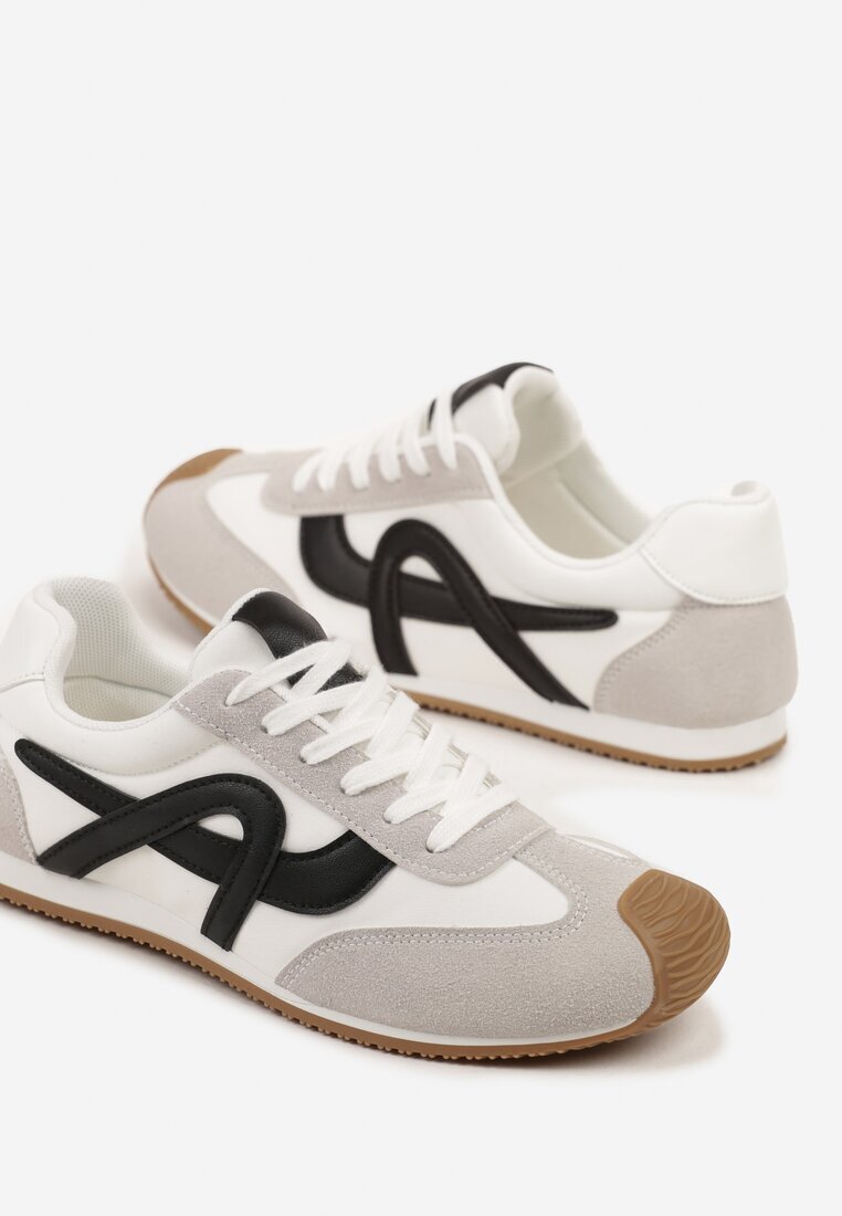 mulanka Sneakers albi decorate cu motiv geometric Ardetia