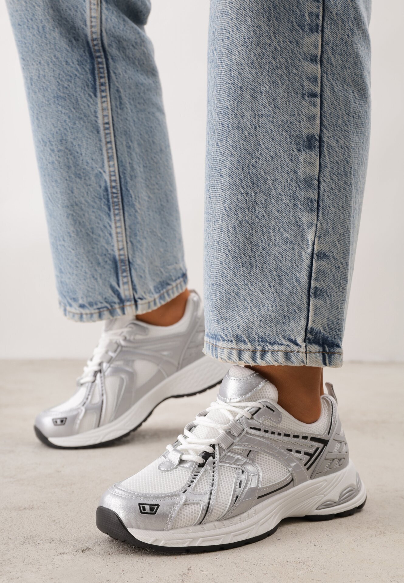mulanka Sneakers din plasă cu talpă din spumă cu cusături decorative Faria Albi