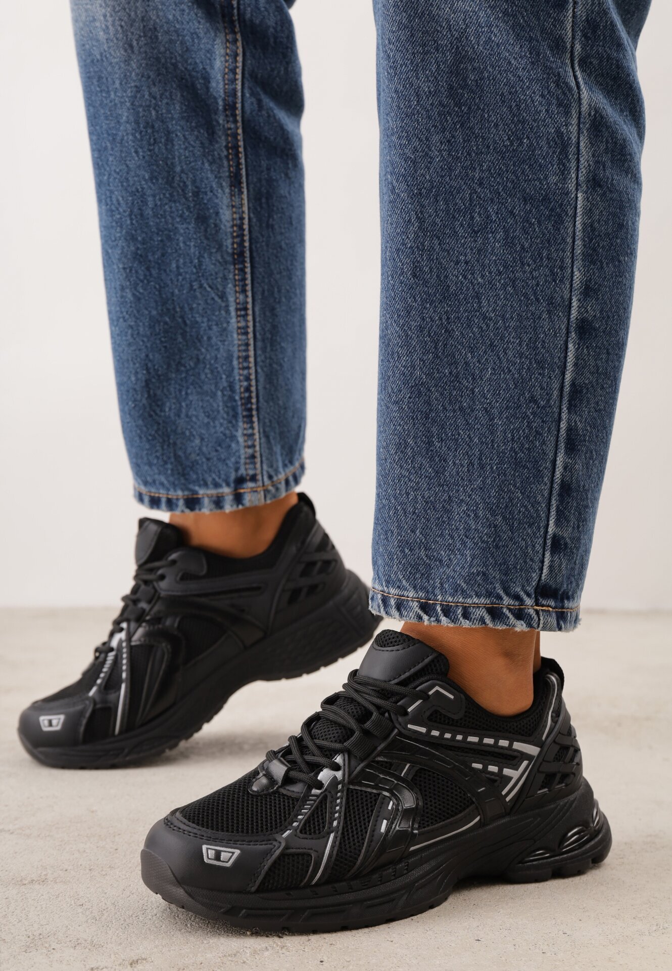 mulanka Sneakers din plasă cu talpă din spumă cu cusături decorative Faria Negri