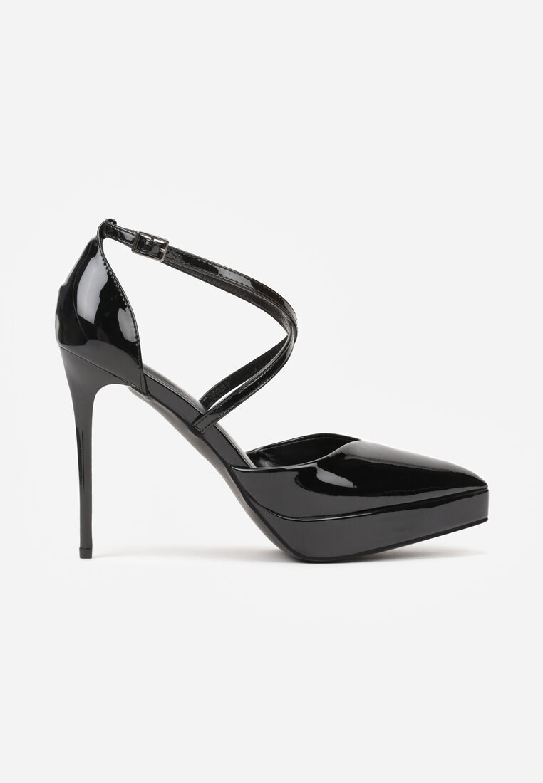 mulanka Stiletto Negre cu Barete și Platformă Decorativă Misterisa