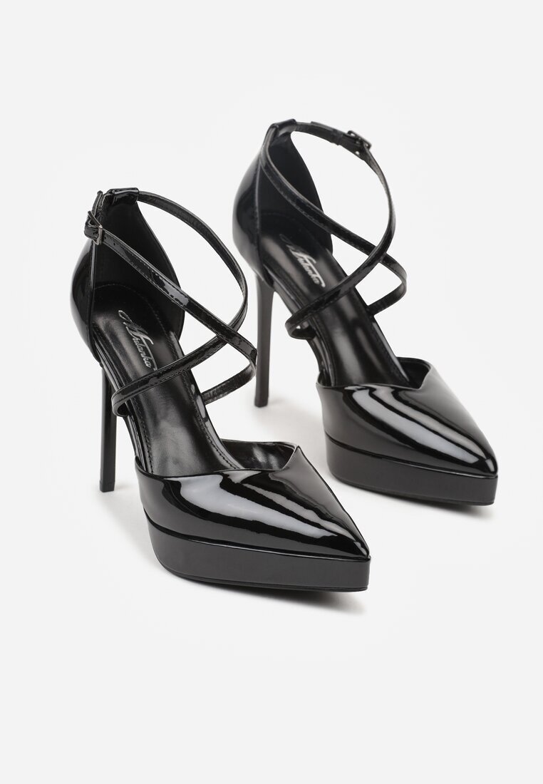 mulanka Stiletto Negre cu Barete și Platformă Decorativă Misterisa