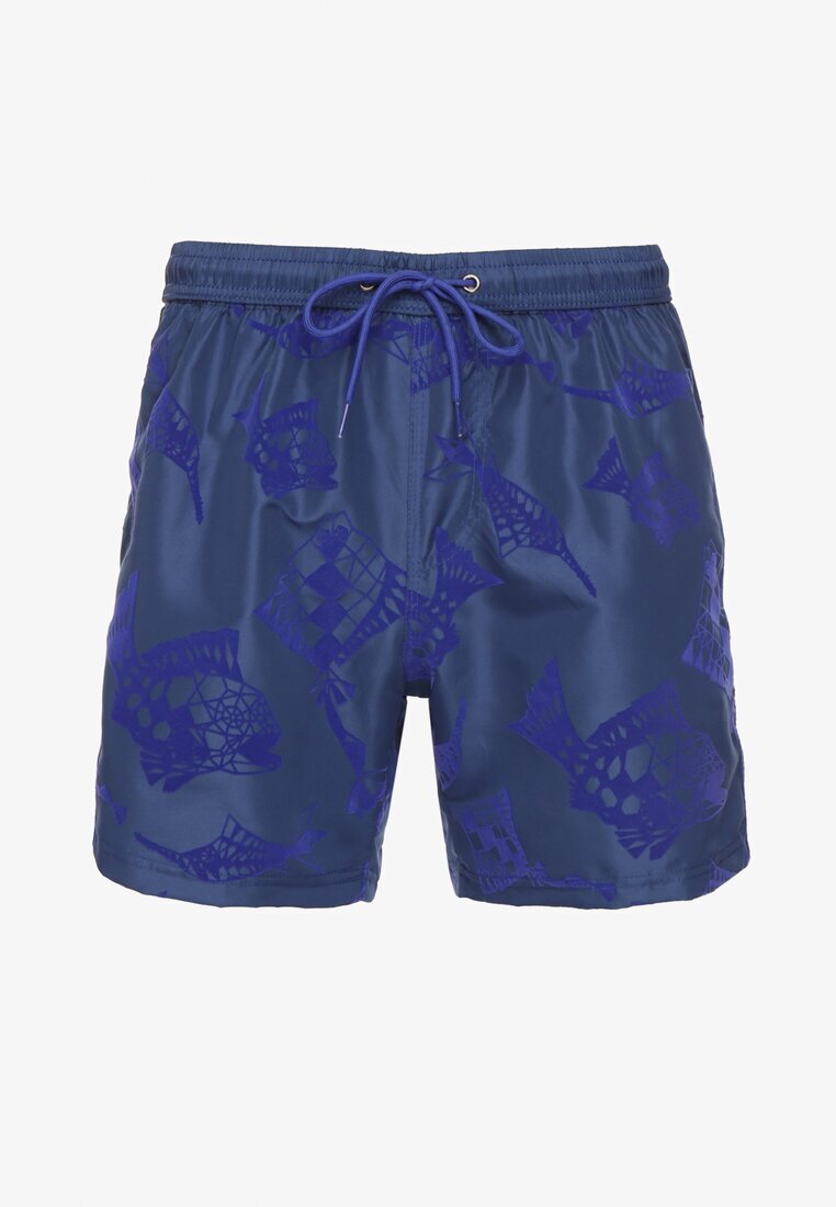 mulu Pantaloni de baie granat cu Model Geometric cu Șnur Lilomea