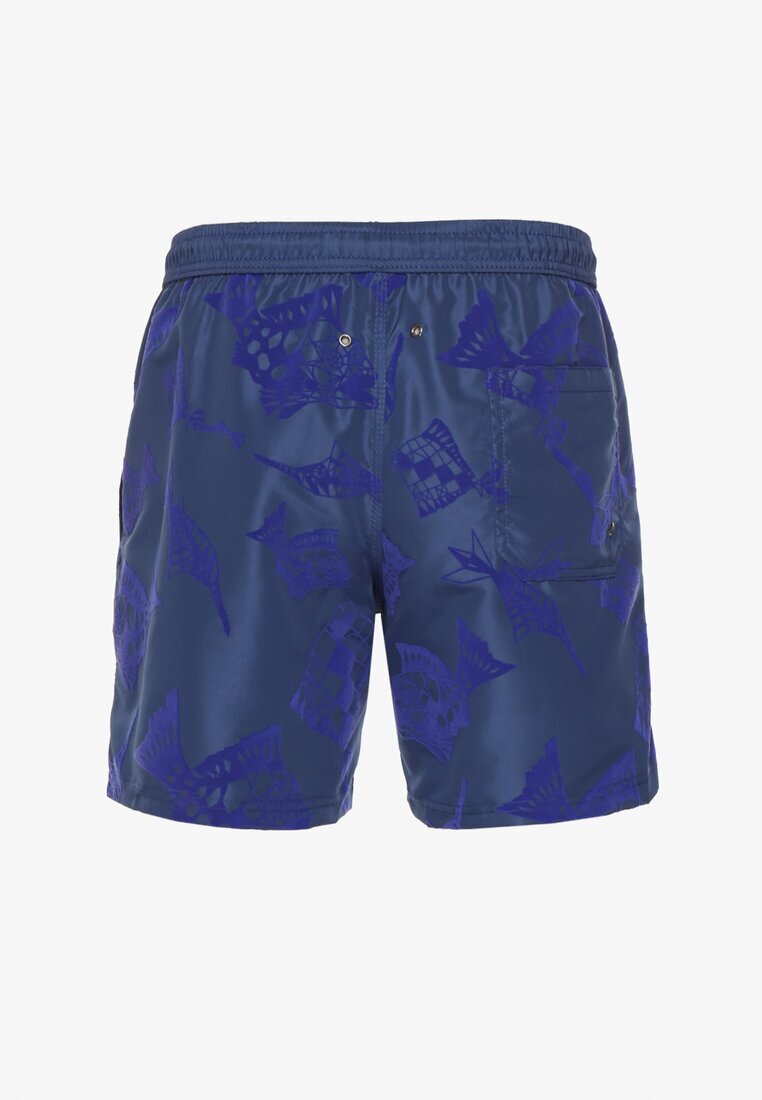 mulu Pantaloni de baie granat cu Model Geometric cu Șnur Lilomea