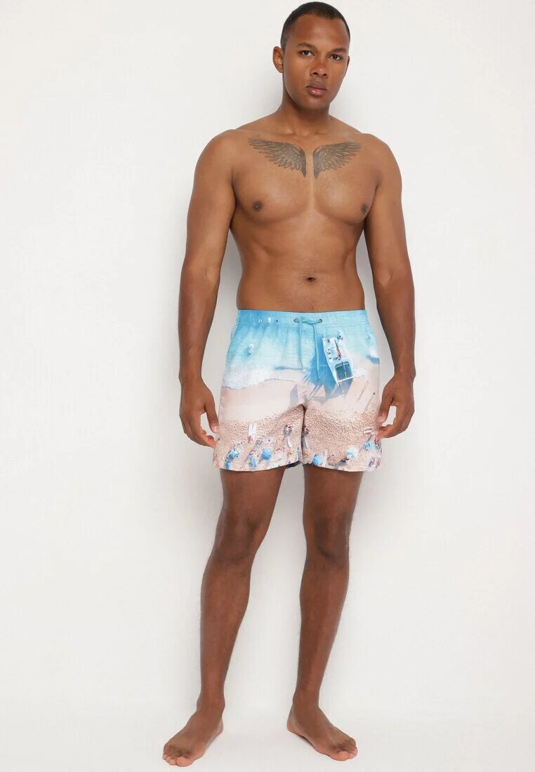 mulu Pantaloni scurți de baie Bej cu Model de Palmieri Lillemea