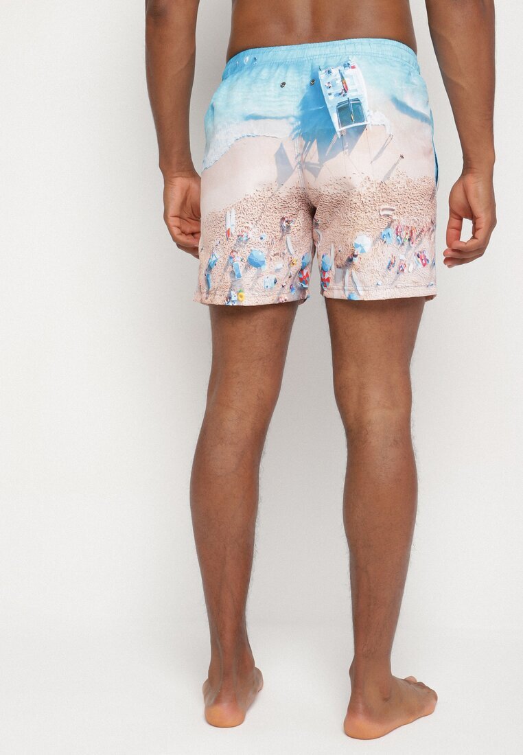 mulu Pantaloni scurți de baie Bej cu Model de Palmieri Lillemea