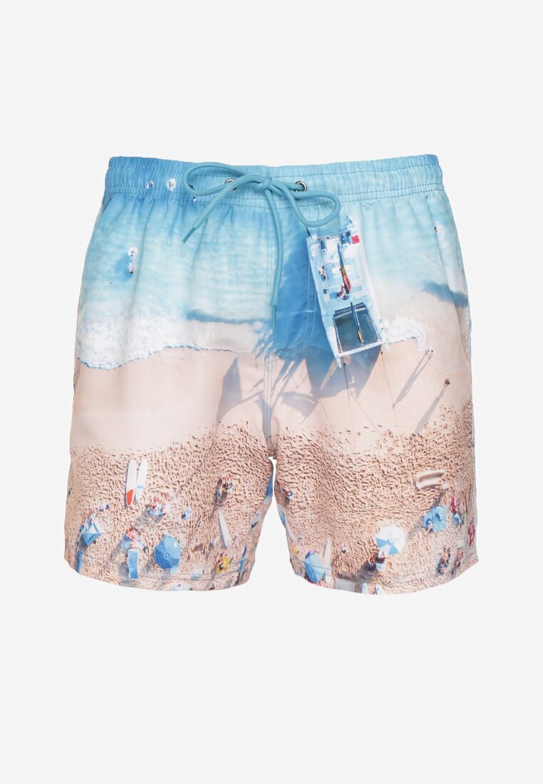 mulu Pantaloni scurți de baie Bej cu Model de Palmieri Lillemea