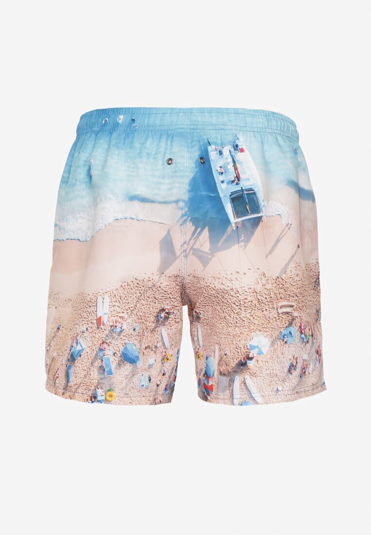 mulu Pantaloni scurți de baie Bej cu Model de Palmieri Lillemea