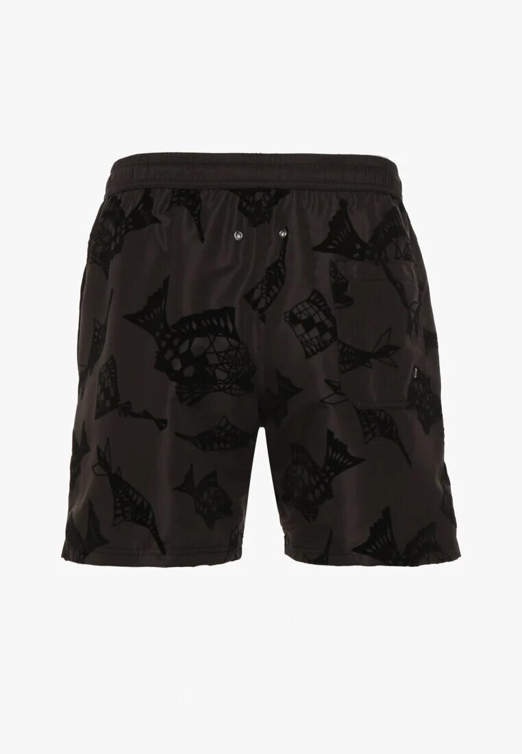 mulu Pantaloni scurți de baie Negri cu Model Geometric cu Șnur Lilomea