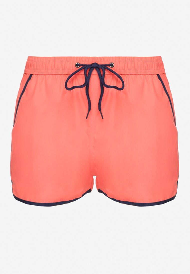 mulu Pantaloni scurți de baie roz cu Garnitură Decorativă și Buzunare Folalisa