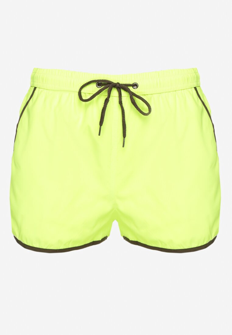 mulu Pantaloni scurți de baie verde deschis cu paspol decorativ și buzunare Folalisa