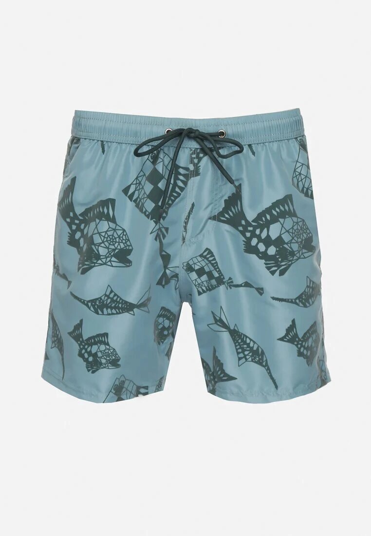 mulu Pantaloni scurți de înot Verde deschis cu Model Geometrice și Șnur Lilomea