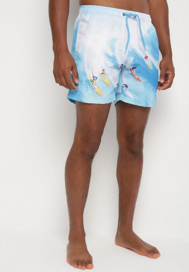 mulu Slip de baie Bleu marin cu model de palmieri Lillemea