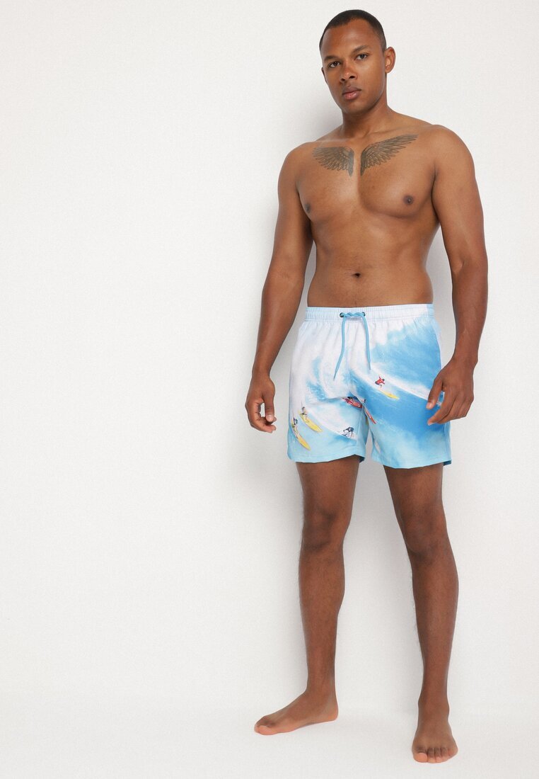 mulu Slip de baie Bleu marin cu model de palmieri Lillemea