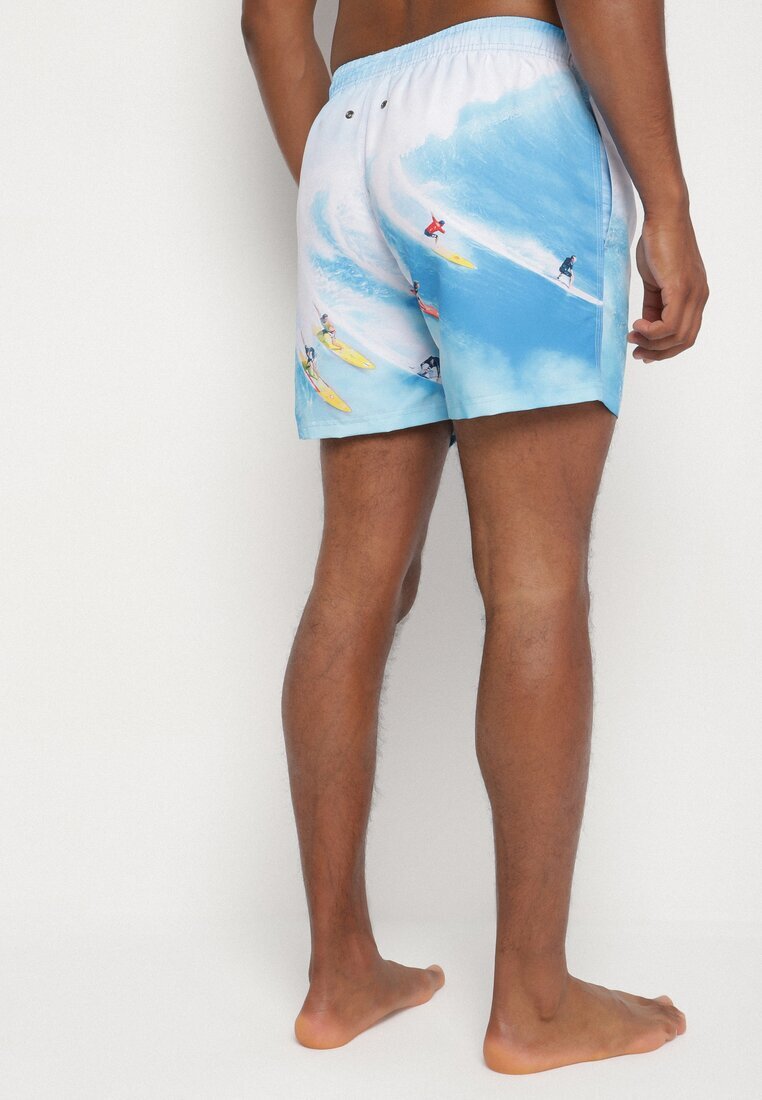 mulu Slip de baie Bleu marin cu model de palmieri Lillemea