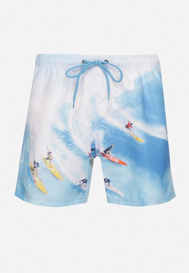 mulu Slip de baie Bleu marin cu model de palmieri Lillemea