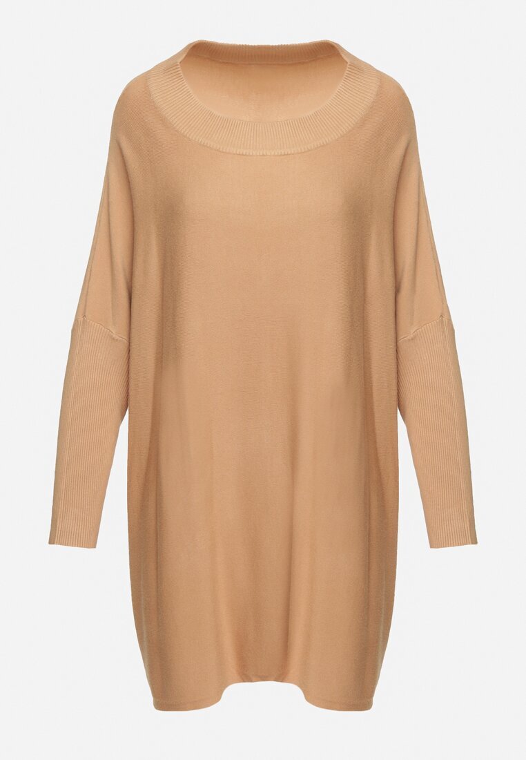 n.every day Rochie bej tricotată cu viscoză și modal decorată cu bordură elastică Zinnoraia