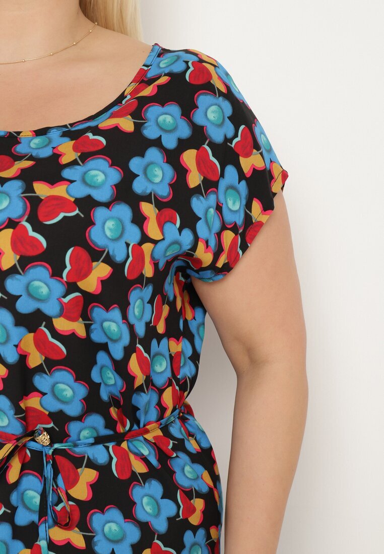 n.every day Rochie Negru-Albastru tip cutie din Viscoză Legată cu șnur în talie Tiamadine