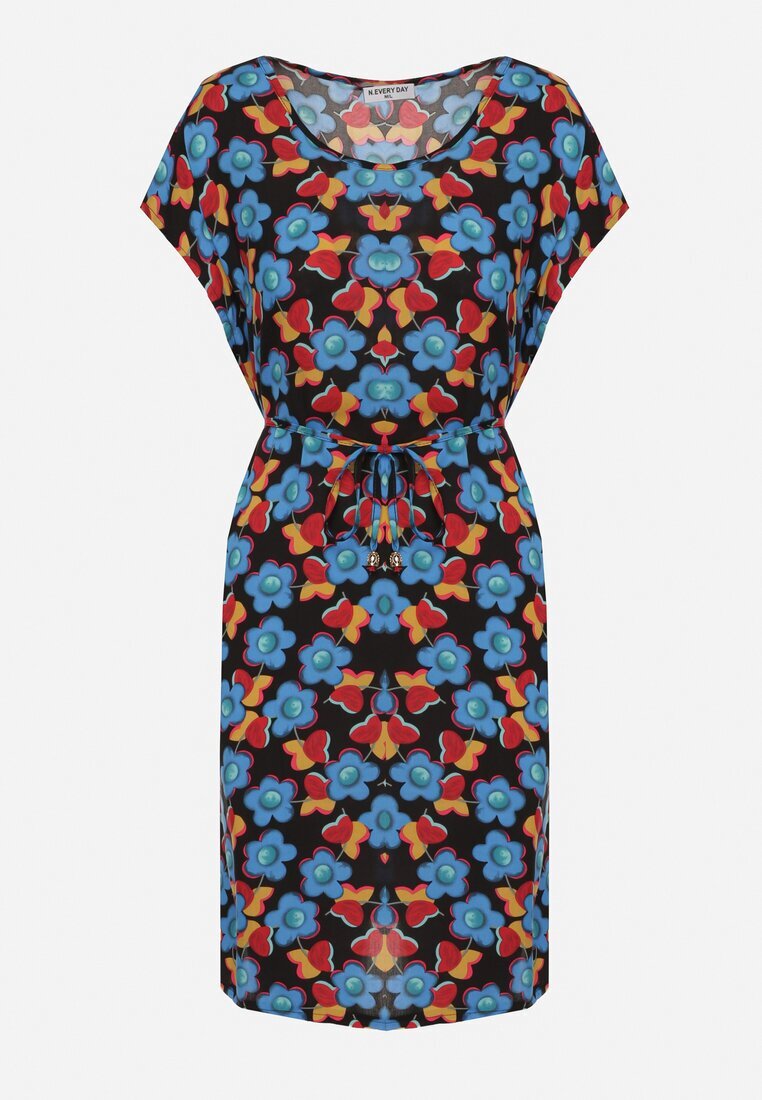 n.every day Rochie Negru-Albastru tip cutie din Viscoză Legată cu șnur în talie Tiamadine