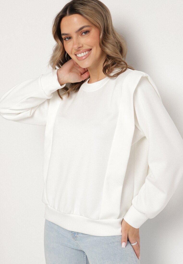 new collection Bluză Albă cu viscoză cu umeri accentuați Alithra