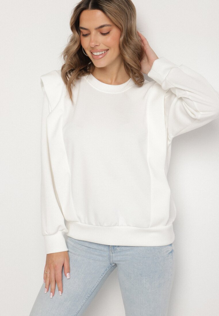 new collection Bluză Albă cu viscoză cu umeri accentuați Alithra