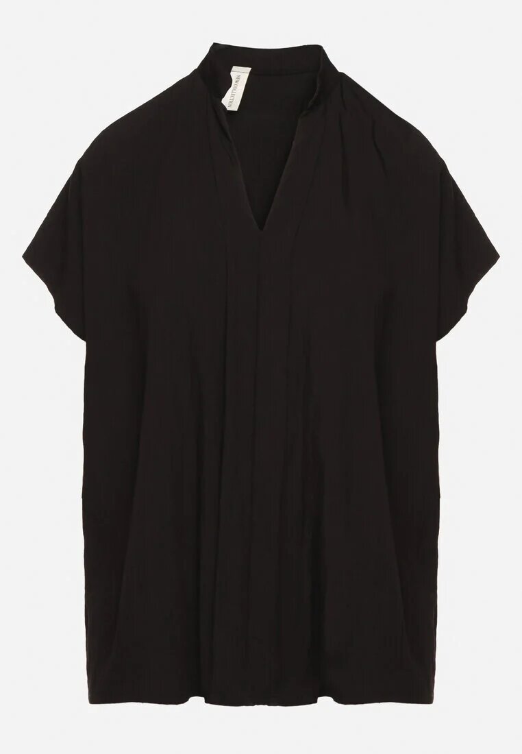 new collection Bluză Neagră oversize cu croială liliac din viscoză cu decolteu în V Davilisa