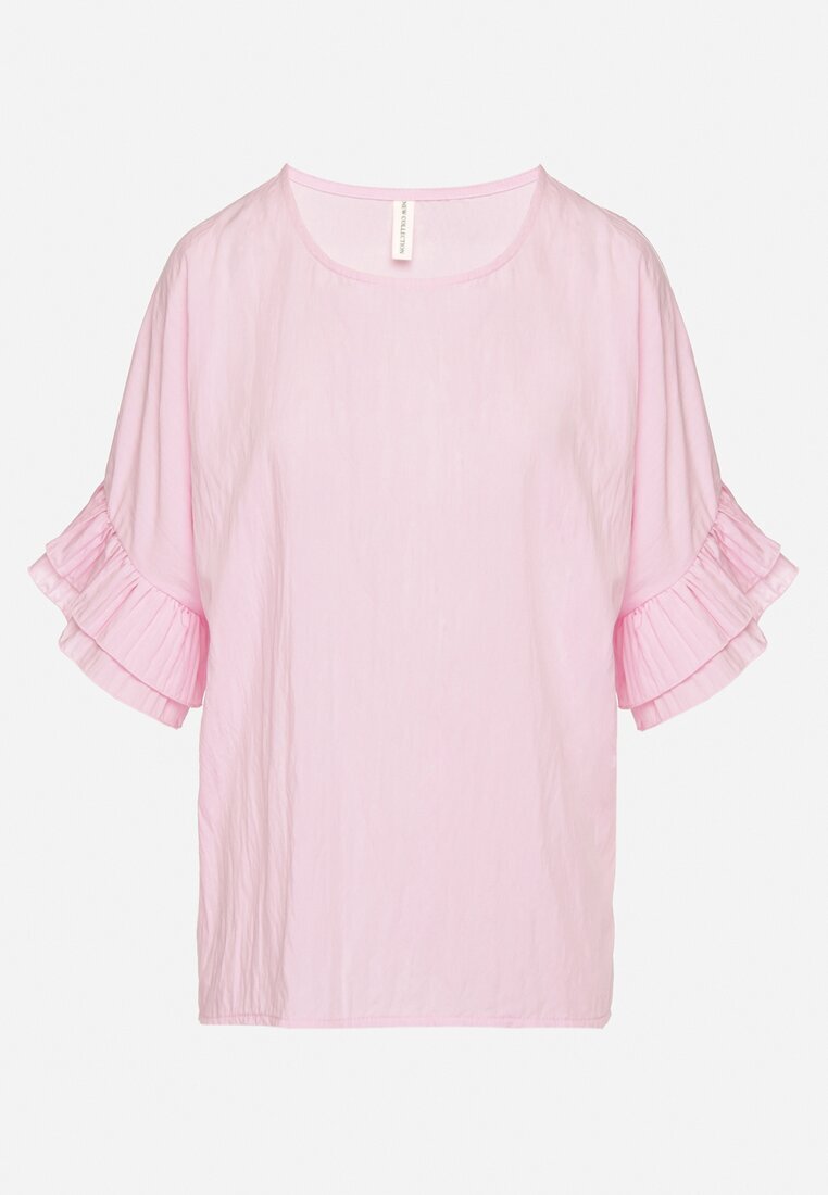 new collection Bluză rozalie cu viscoză tip liliac cu volane Davienna
