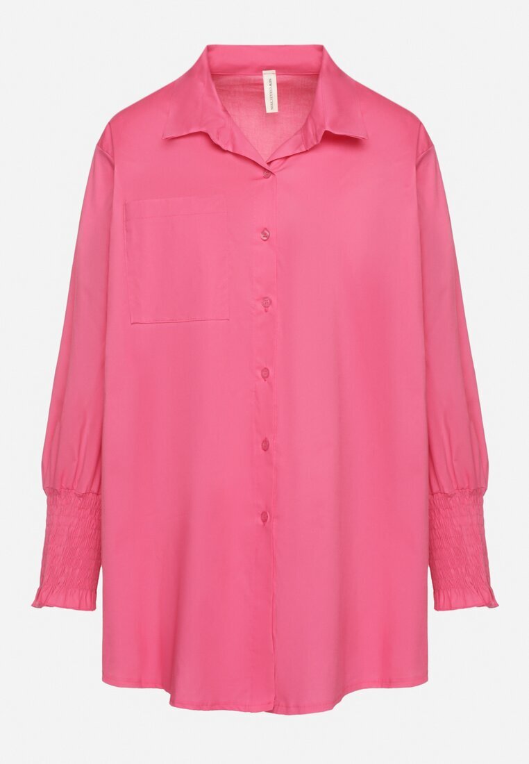 new collection Cămașă Fucsia de bumbac cu mâneci încrețite și volane Tanandoria