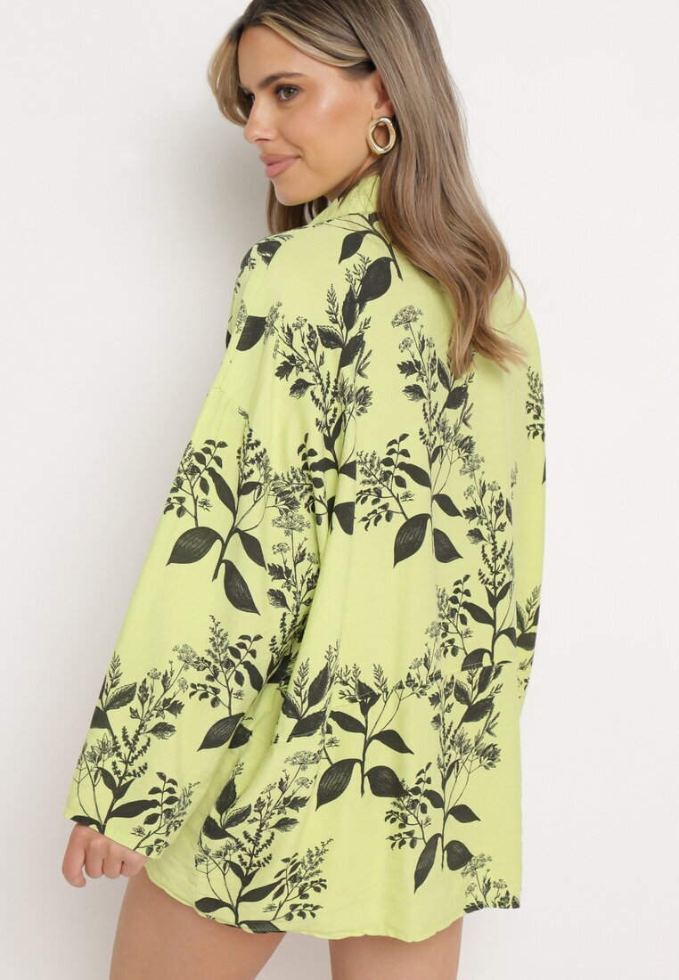 new collection Cămașă Verde din Viscoză cu Spate mai Lung Eframla