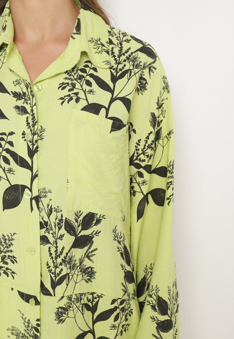 new collection Cămașă Verde din Viscoză cu Spate mai Lung Eframla