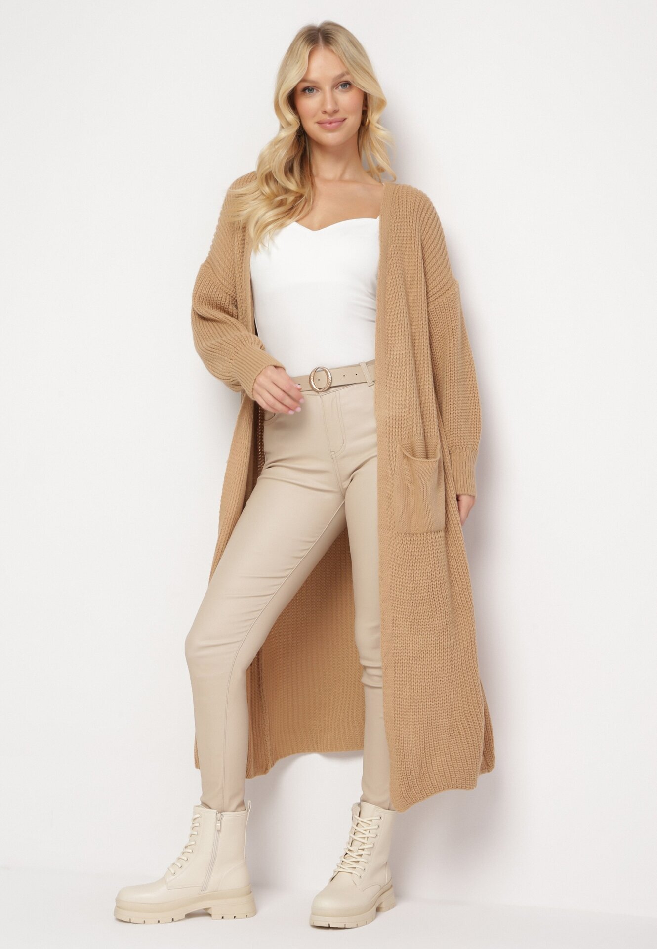 new collection Cardigan Lung Maro cu croială lejeră Mostiura