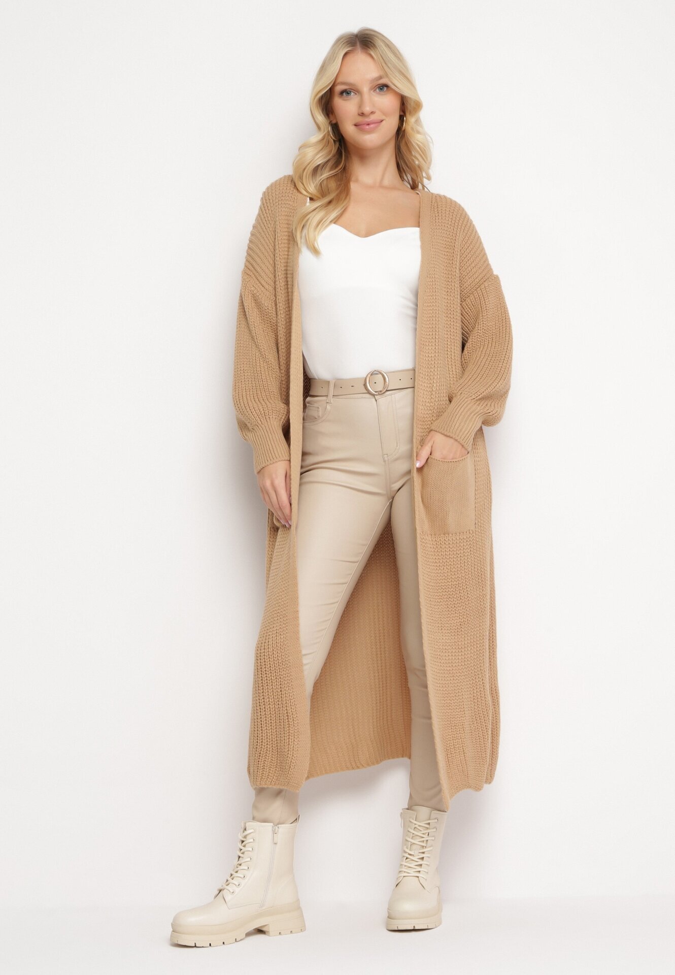 new collection Cardigan Lung Maro cu croială lejeră Mostiura