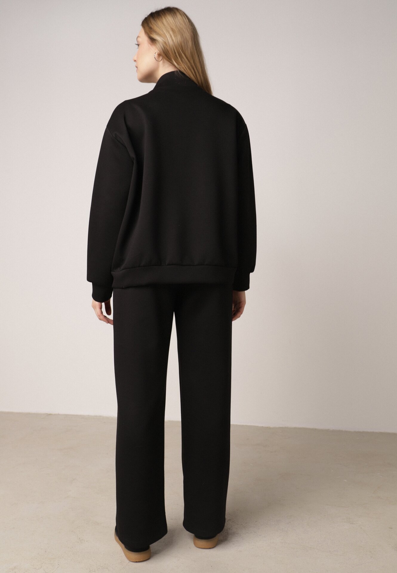 new collection Compleu de trening din bumbac Negru Bluză cu fermoar și Pantaloni Tevrisa