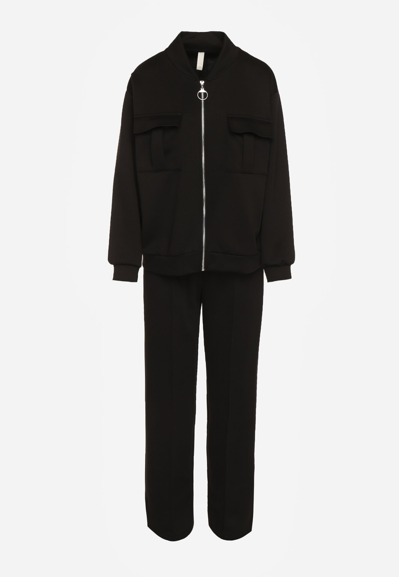 new collection Compleu de trening din bumbac Negru Bluză cu fermoar și Pantaloni Tevrisa
