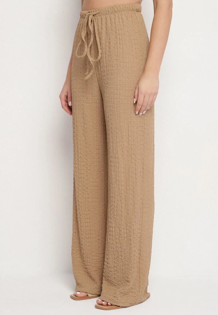 new collection Compleu maro Vestă cu decolteu în V și Pantaloni largi cu șnur Sadonelle