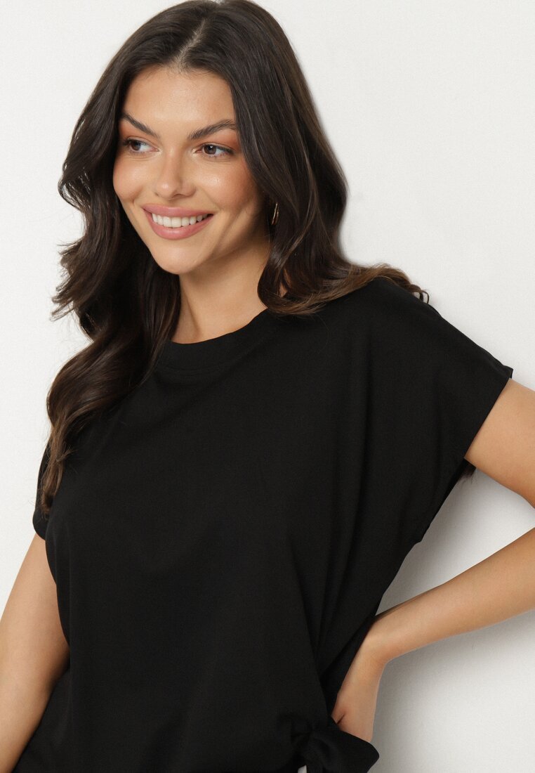 new collection Compleu Negru cu Viscoză Fustă și Bluză cu Legătură Davissael