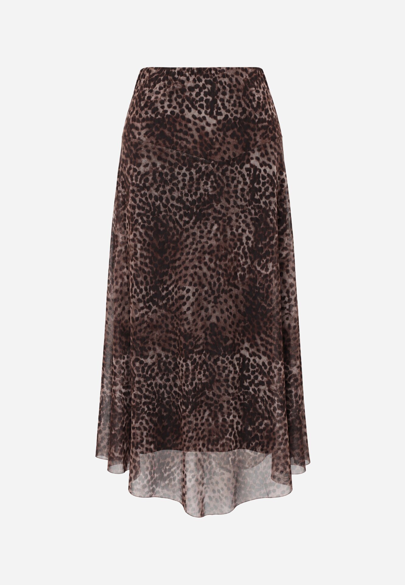 new collection Fustă din vâscoză din șifon cu imprimeu leopard și margine neregulată Pamenella Maro