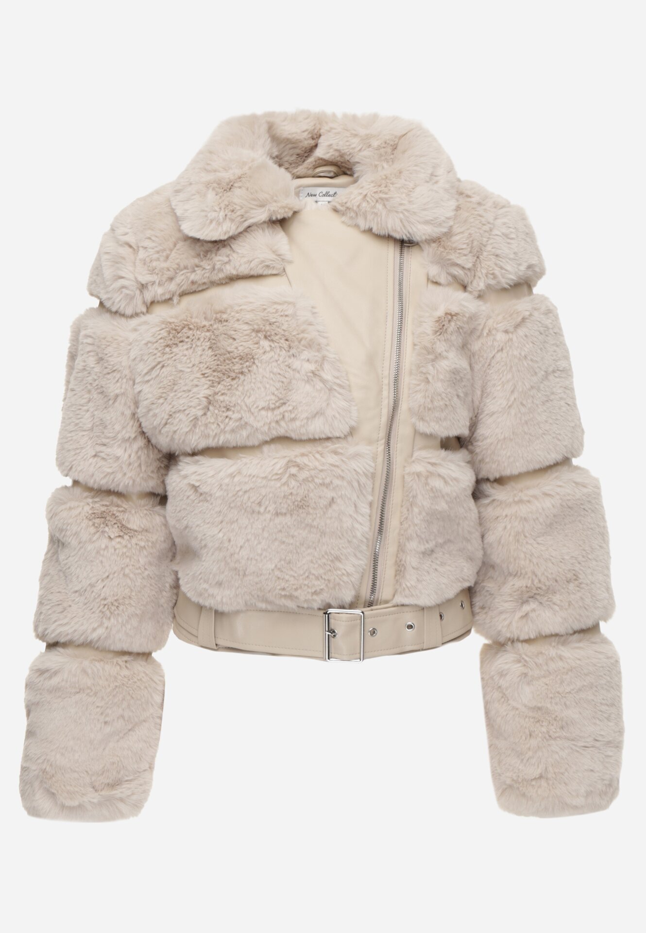 new collection Jachetă Bej de blană cu curea decorativă Sirunis