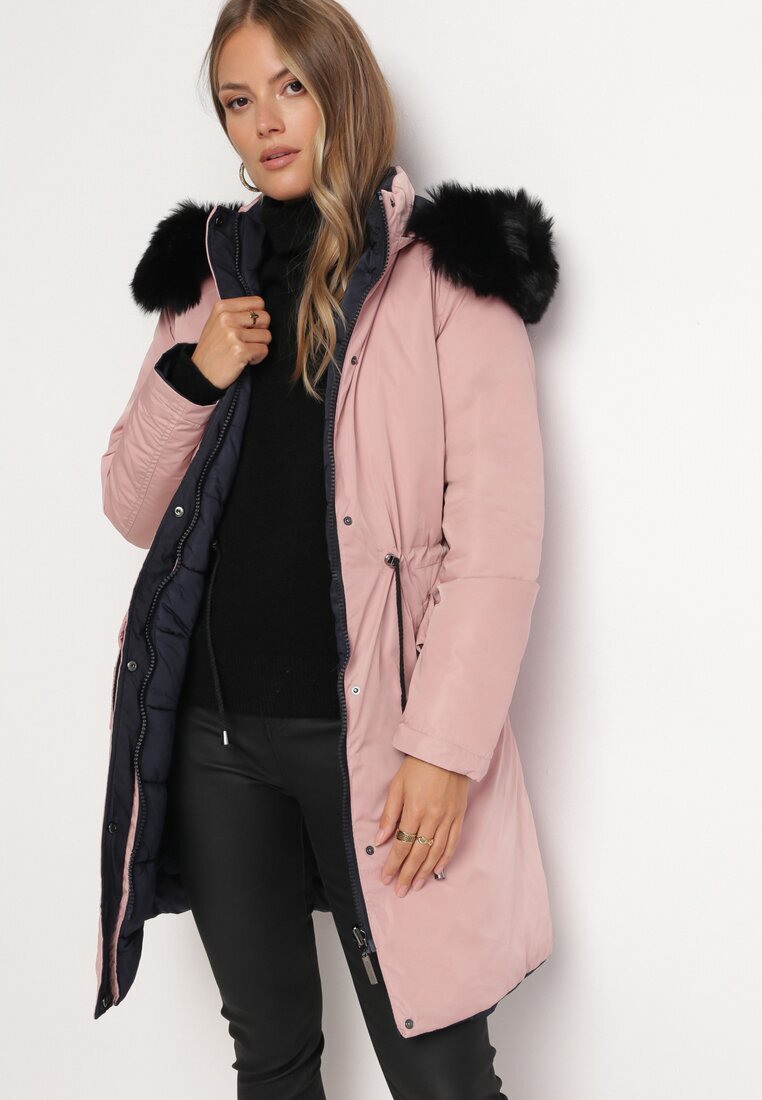 new collection Jachetă roz reversibilă până la genunchi cu șnur Tmayi