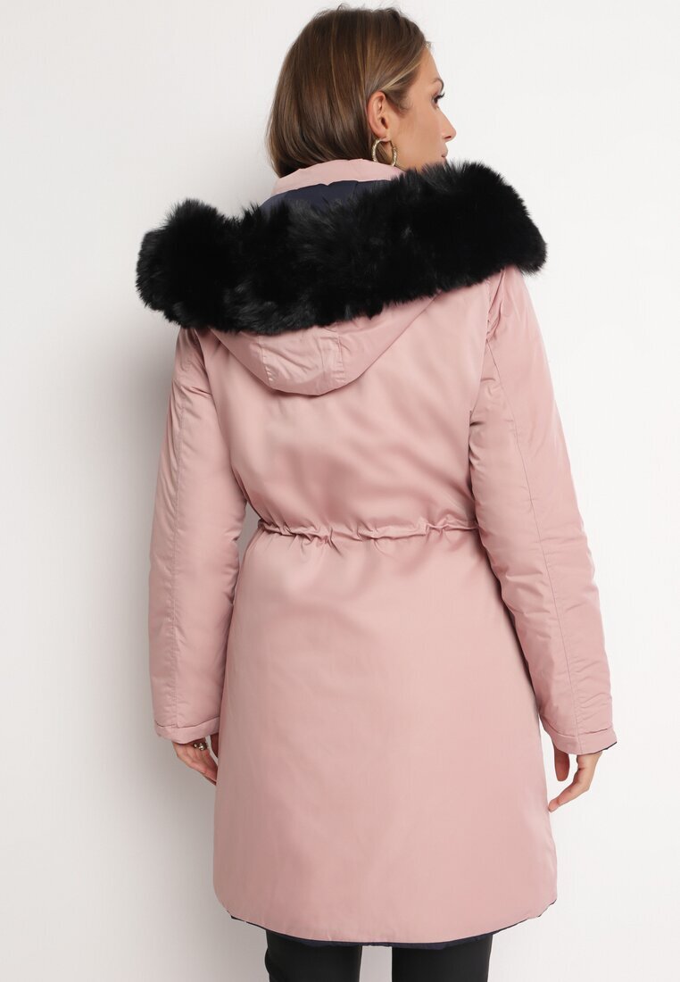new collection Jachetă roz reversibilă până la genunchi cu șnur Tmayi