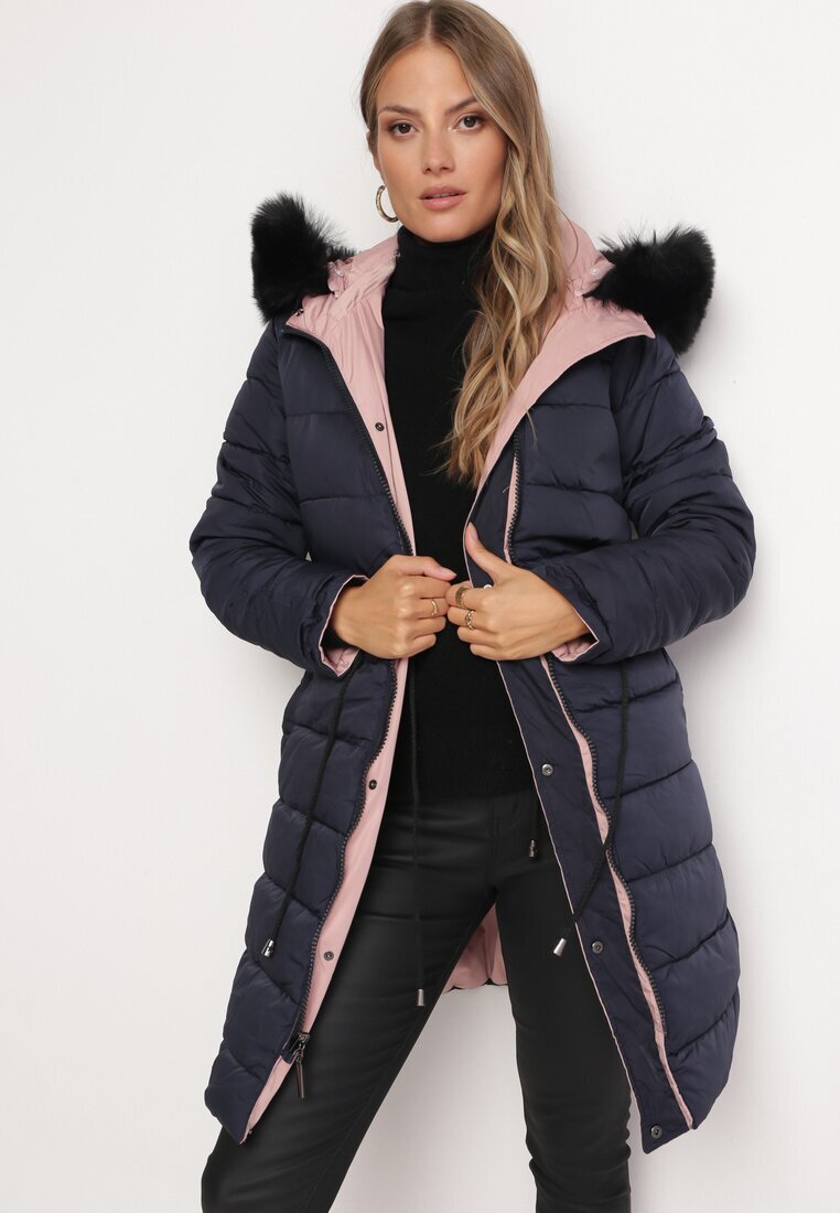 new collection Jachetă roz reversibilă până la genunchi cu șnur Tmayi