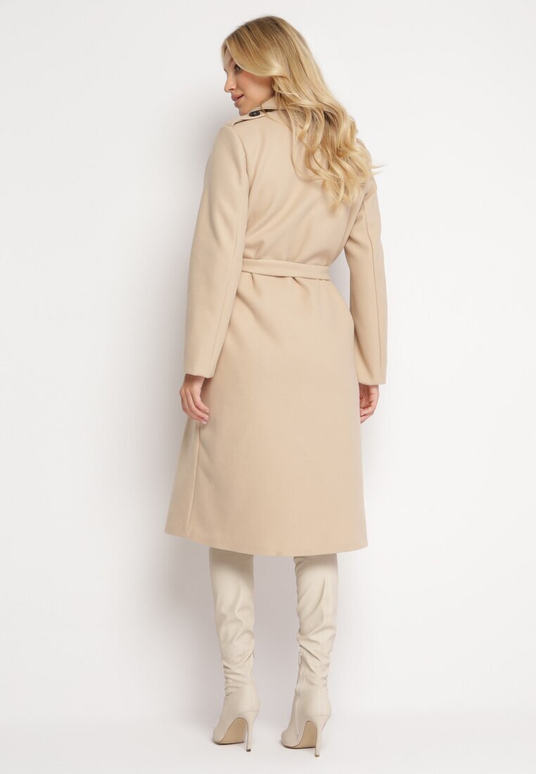 new collection Palton Bej deschis Lung Cămbrat cu Cordon Seraphette
