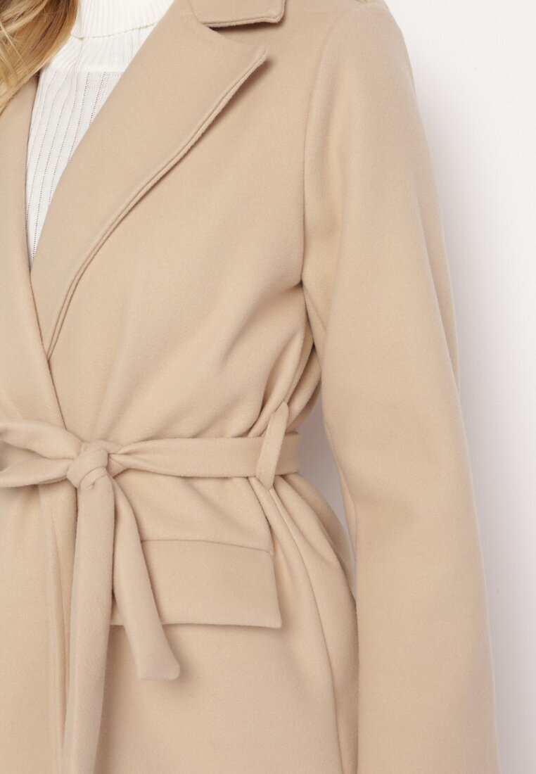 new collection Palton Bej deschis Lung Cămbrat cu Cordon Seraphette