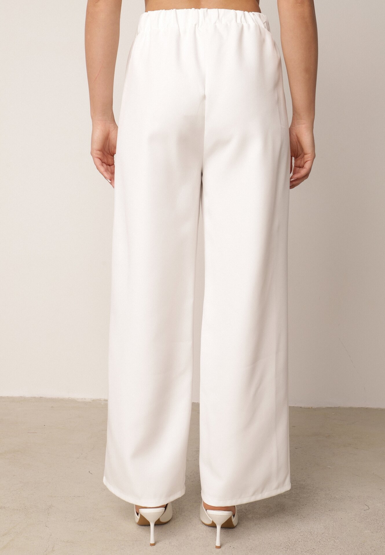 new collection Pantaloni Albi Eleganți cu Picioare Lărgi Kahinuni