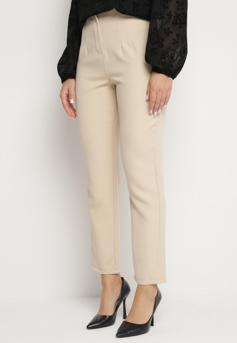 new collection Pantaloni Bej deschis Cigaretă High Waist Caphe